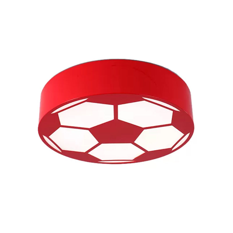 Rood/Geel/Blauw Voetbal Flushmount Children-Style LED Metal Flush Plafond Lamp met Acryl Schaduw