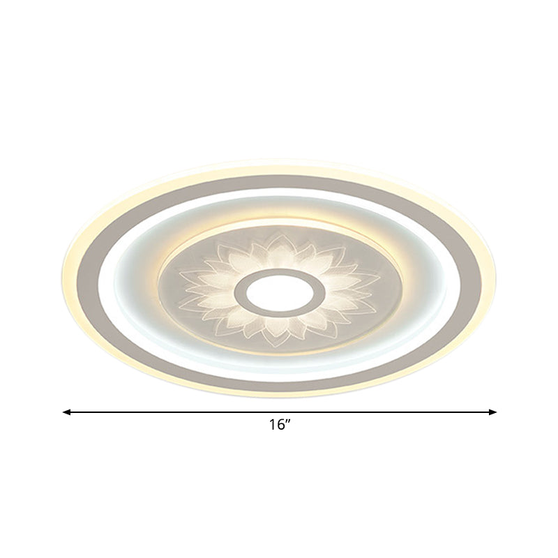 Éclairage de plafond circulaire Éclairage de moustillage de fleur blanc à lad à LED contemporain avec motif de fleur