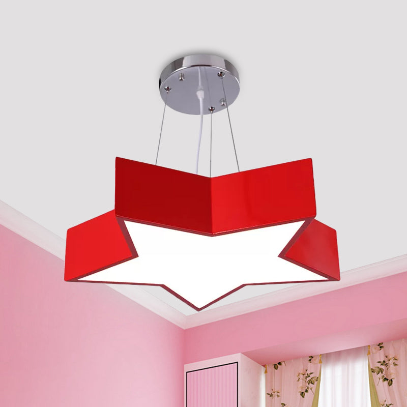 Rood/blauw vijfpuntige ster kroonluchter lichtkinderen LED acryl plafond suspensielampje