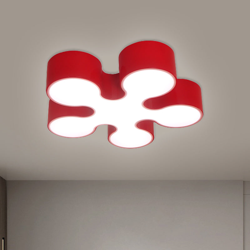 Acrylic Blossom Ceiling Light Fixture Children Style LED Flush Mount Lamp in Blue/Red/Yellow