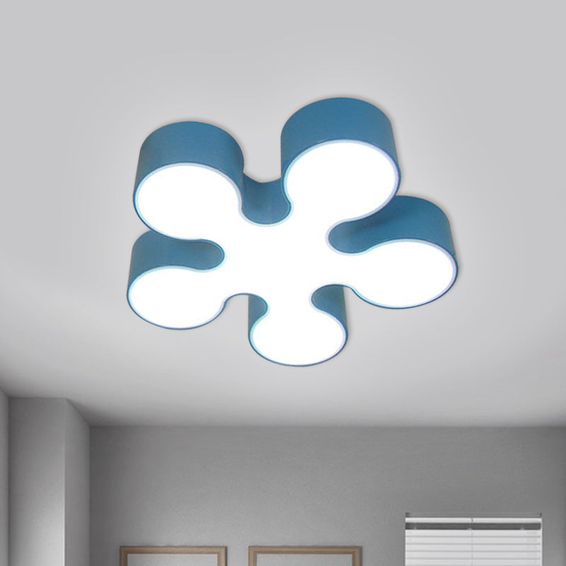 Acrylic Blossom Ceiling Light Fixture Children Style LED Flush Mount Lamp in Blue/Red/Yellow