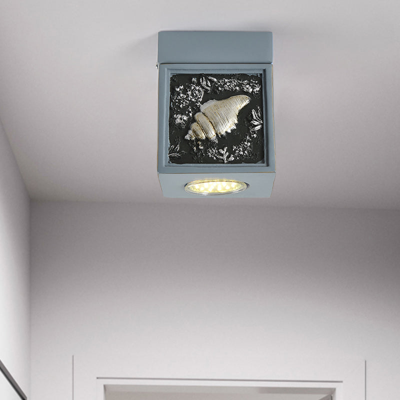 Coul Corridor Plafond Resin 1-Light Kids Flush Mount Éclairage avec conception de coque en bleu / bleu clair