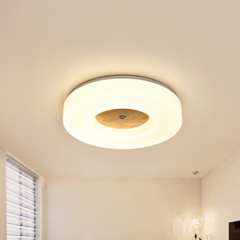 14 "/17"/19 "W Camera da letto a LED a filo modernismo lampada a soffitto bianco con tamburo a tamburo cavo in ombra acrilica in luce calda/bianca/naturale