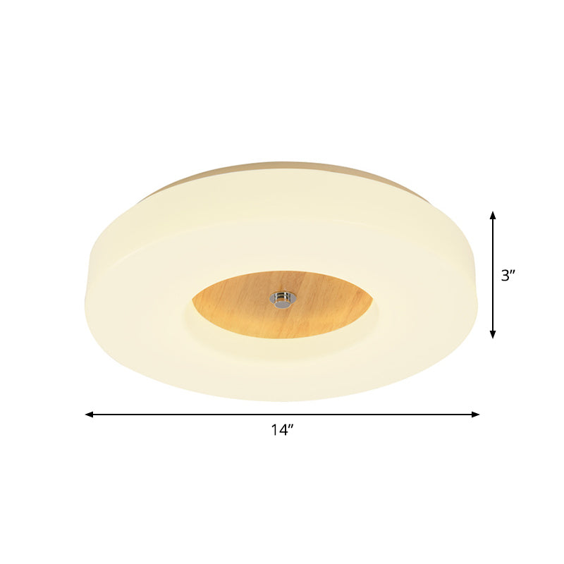 14 "/17"/19 "W LED SLAAPKAMER SLAAG MOUNTMOMMIGE MODERNISME Wit plafondlamp met holle trommel acrylschaduw in warm/wit/natuurlijk licht