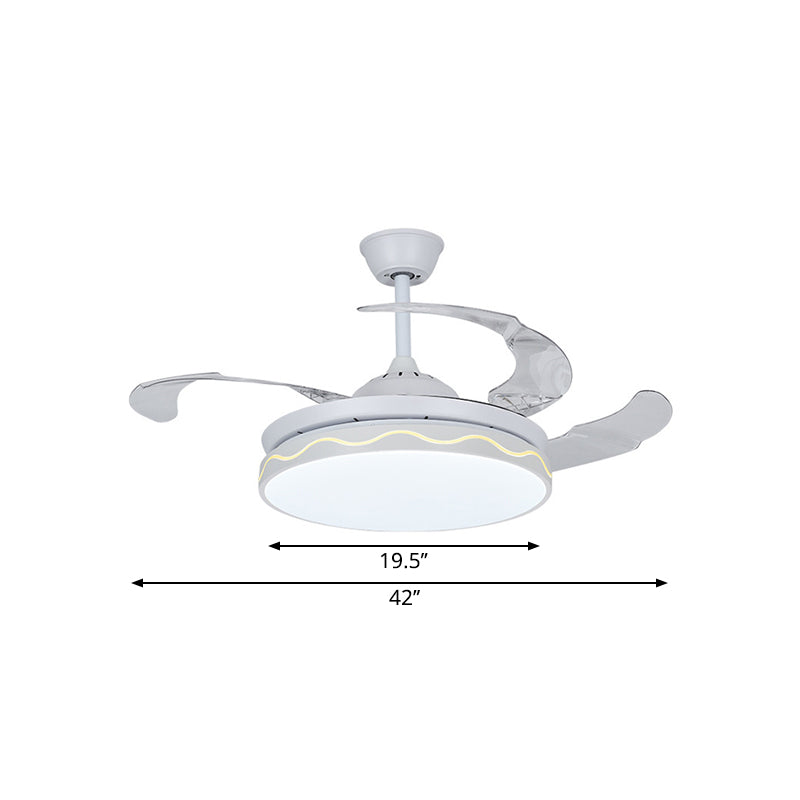 Circulair plafondventilator Lichte bevestiging Eenvoudig metaal 42 "W LED Wit semi-spoelbevestiging met golvende lijnontwerp, 3-blade