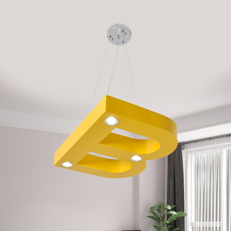 A/B/C-Shape Acrylic Ceiling Hang Fixture Macaroon Red/Yellow/Green LED Chandelier Light for Baby Room