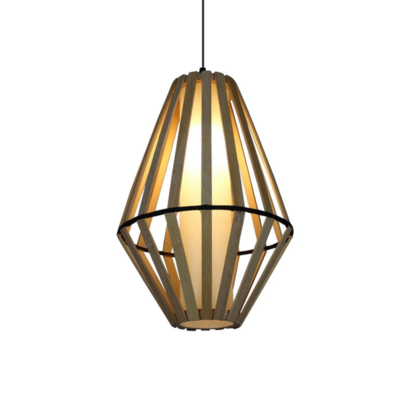 Lampada del soffitto a cono cono di bambù Stile asiatico 1 Sospensione in legno Luce a sospensione, larghezza 11 "/14"