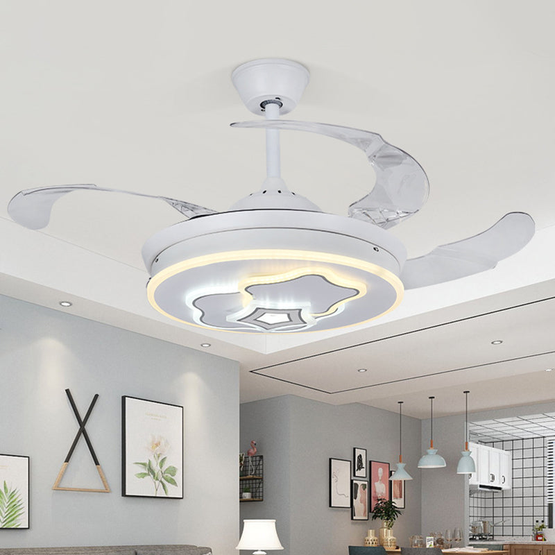 Metalen metalen ronde hangers van 3-bladen fan licht eigentijds 42 "breedte led semi-flush mount met sterrenontwerp in wit