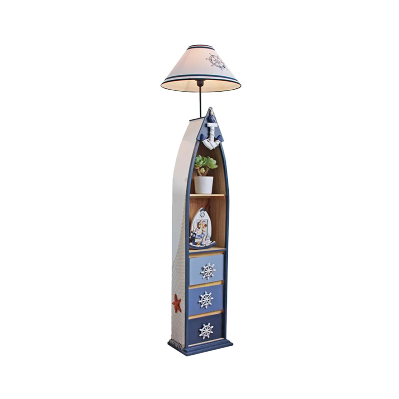 Holz surfbrettartiger Regal Stößen Lampe Kinder Eins Kopfrosa/grün/blau stehendes Licht mit kegelweißem Stoff Schatten