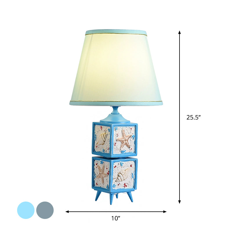 Conch Cubic Bedroom Night Table Lamp Resin 1-Light Modern Task Lighting with Shade in Light/Sky Blue