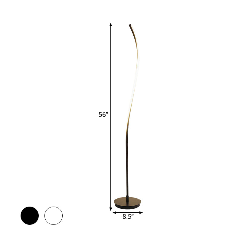 Schwarz/Weiß -Spiral -Stand -up -Lampe Moderne LED Metallic Lesebodenleuchte für Salon