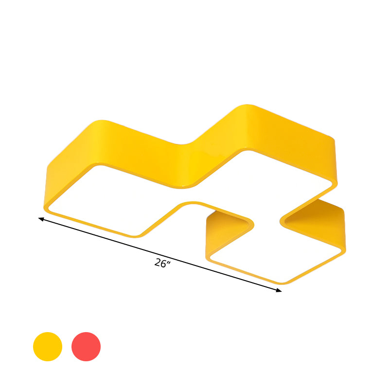 Baustein Kindergarten Flushmount Leichte Acryl -LED -Kinder -Beleuchtungsanlage in Rot/Gelb