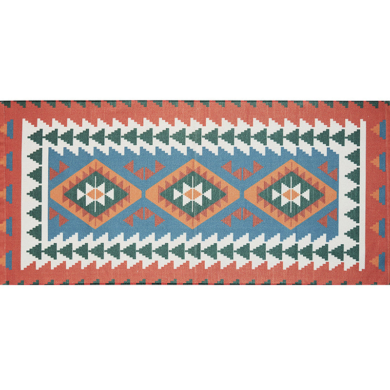 Tapis à rayures à rayures tribales uniques tapis multicolore du sud-ouest en coton coton sans glissement.