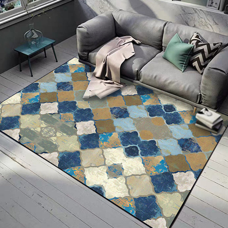 Multikolor marokkanischer Teppichpolyester Geometrischer Ogee Muster Teppich Haustierfreundlicher Waschablenz-Rutsch-Fläche Teppich für Salon