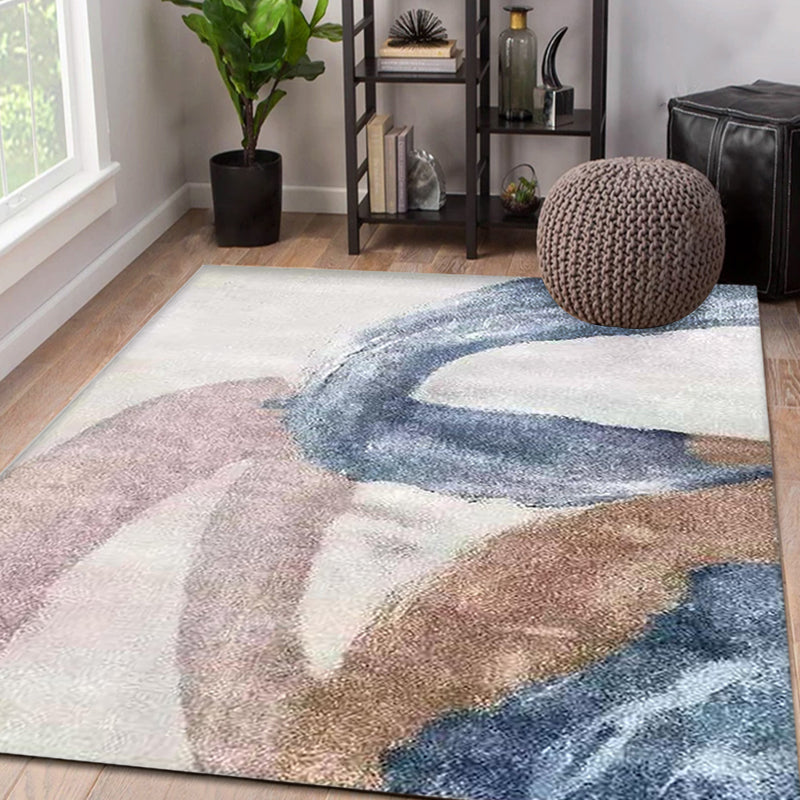Multi Color Abstract Rug Synthetics Shabby Chic Area Rug Washable Anti-Slip Backing Rug for Decoration