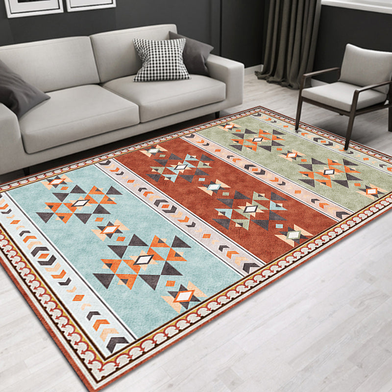 Southwestern Tribal Pattern Rug Multicolor Polyester tapis Anti-Slip Backing Pet Friendly Washable Area Respine pour la maison