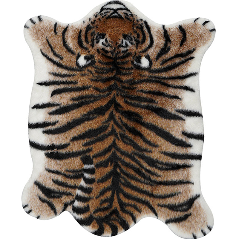 Tapis de motif à rayures Tiger funky marron nordique tapis nordique en polyester lavable sans glissade pour animaux de compagnie pour le salon