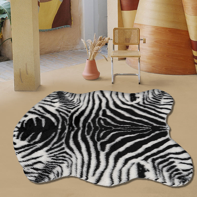 Modernismus Zebra gestreifter Muster Teppich Schwarz-weißer Polyester Teppich nicht rutschtierfreundlich waschbarer Teppich für Wohnzimmer