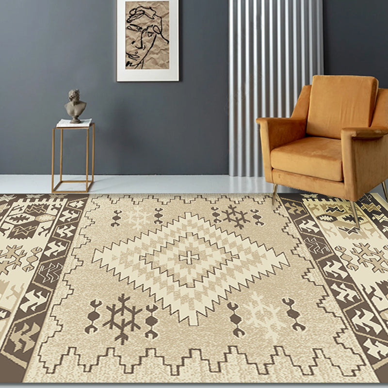 Bruin en blauw Boheemian Rug Synthetics Tribal Rhombus Patroon Tapijt Petvriendelijk wasbaar Wasbaar Non-Slip Area Teken voor decoratie