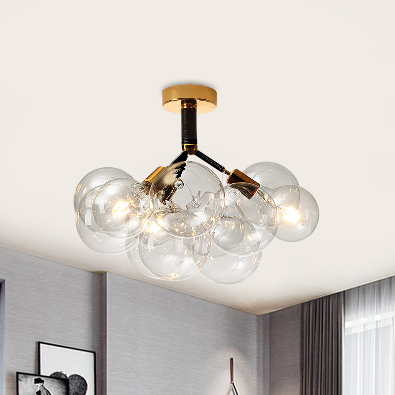 Contemporary Bubble Shape Semi Flush Ceiling Light Clear Glass Ceiling Lamp for Foyer Corridor