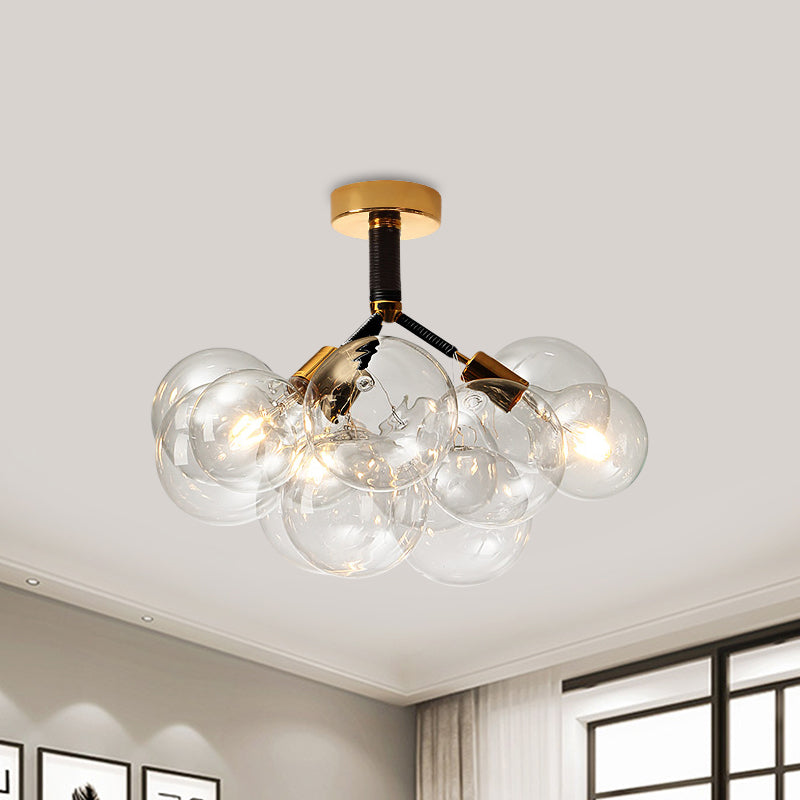 Contemporary Bubble Shape Semi Flush Ceiling Light Clear Glass Ceiling Lamp for Foyer Corridor