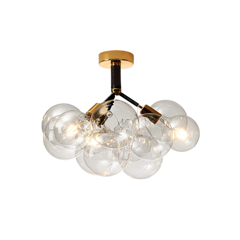 Contemporary Bubble Shape Semi Flush Ceiling Light Clear Glass Ceiling Lamp for Foyer Corridor