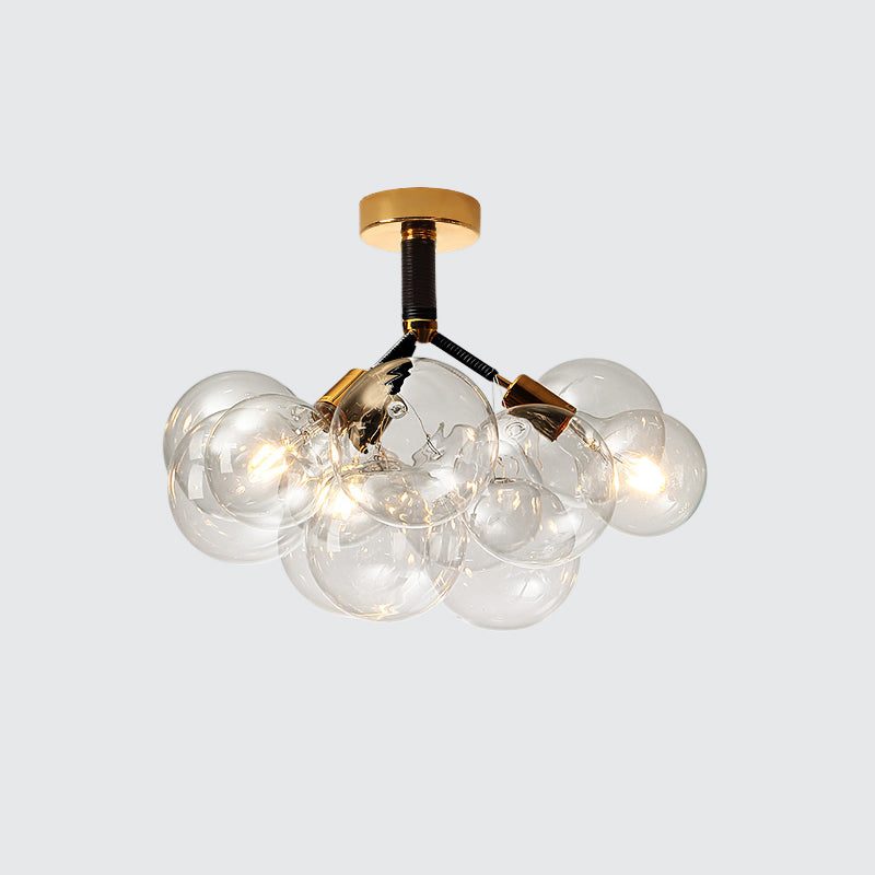 Contemporary Bubble Shape Semi Flush Ceiling Light Clear Glass Ceiling Lamp for Foyer Corridor