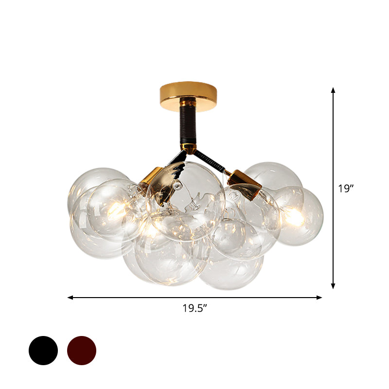 Contemporary Bubble Shape Semi Flush Ceiling Light Clear Glass Ceiling Lamp for Foyer Corridor