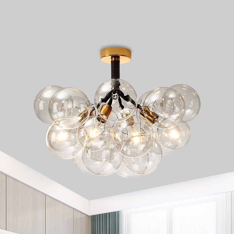 Contemporary Bubble Shape Semi Flush Ceiling Light Clear Glass Ceiling Lamp for Foyer Corridor