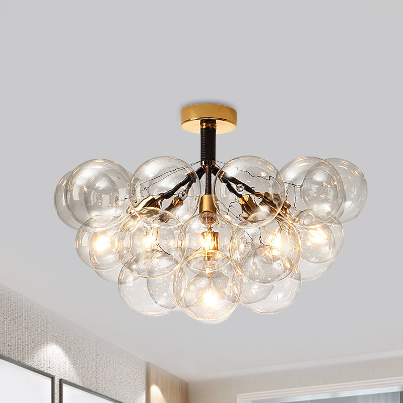 Contemporary Bubble Shape Semi Flush Ceiling Light Clear Glass Ceiling Lamp for Foyer Corridor