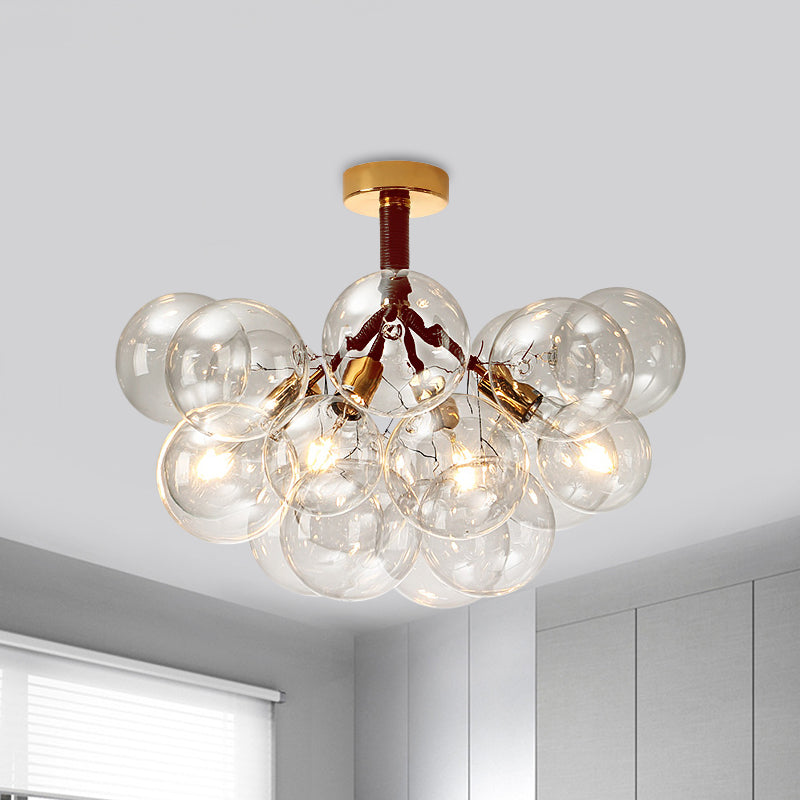 Contemporary Bubble Shape Semi Flush Ceiling Light Clear Glass Ceiling Lamp for Foyer Corridor