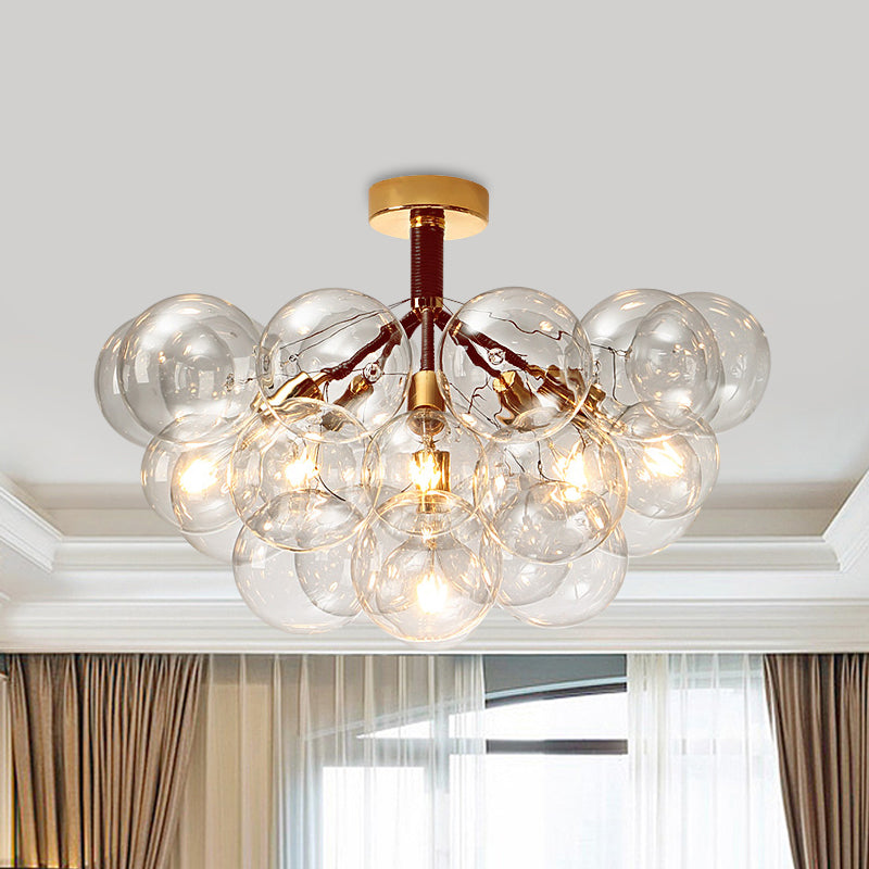 Contemporary Bubble Shape Semi Flush Ceiling Light Clear Glass Ceiling Lamp for Foyer Corridor