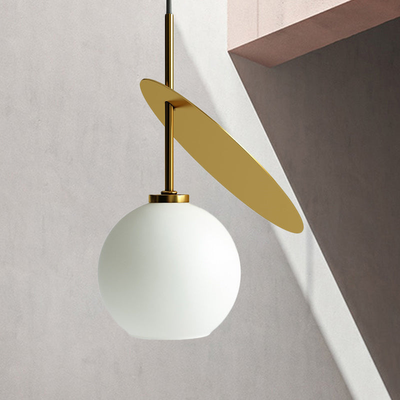 Modern Globe Pendant Lighting Open Glass Hanging Light with Metallic Circle for Restaurant