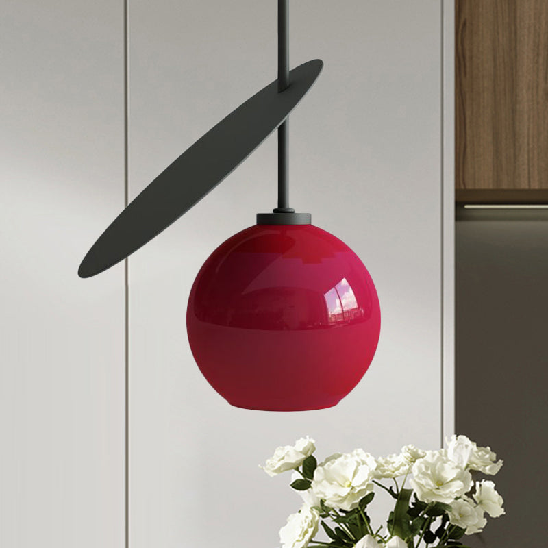 Modern Globe Pendant Lighting Open Glass Hanging Light with Metallic Circle for Restaurant