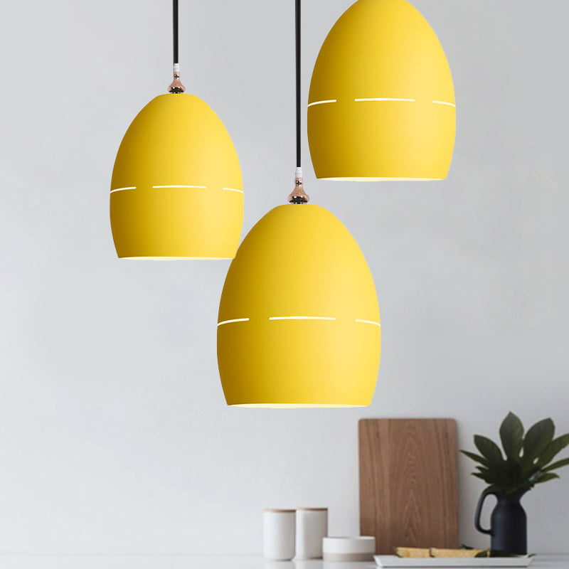 Metal Oval Shape Suspension Light 1 Light Macaron Loft Hanging Light for Dining Room