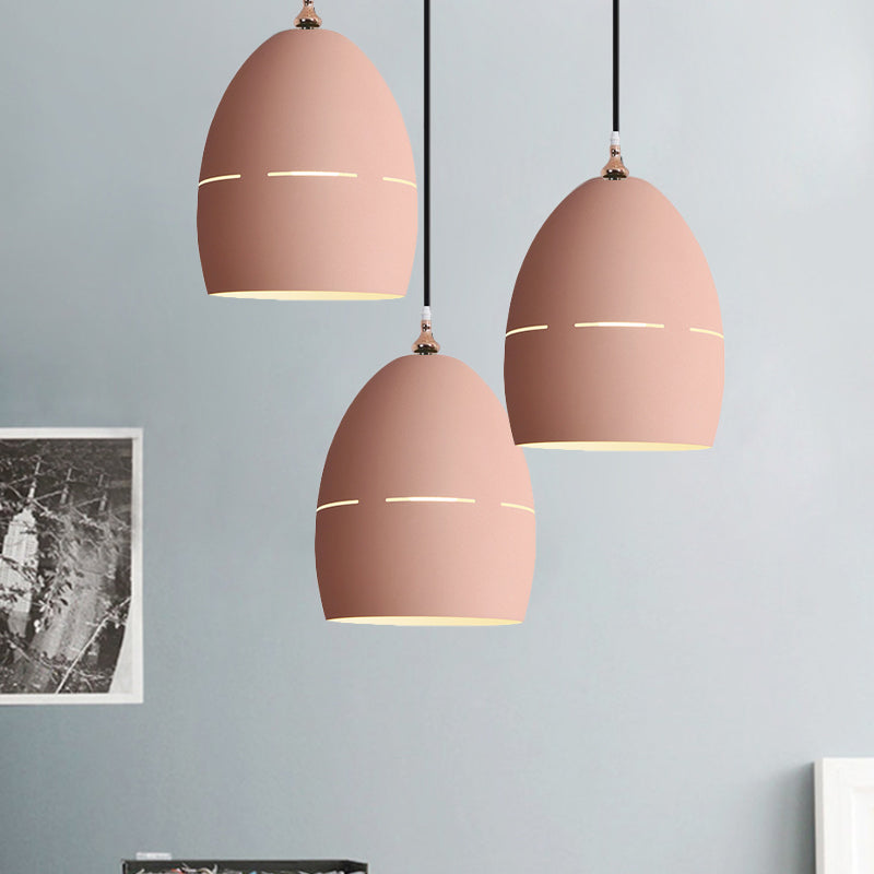 Metal Oval Shape Suspension Light 1 Light Macaron Loft Hanging Light for Dining Room