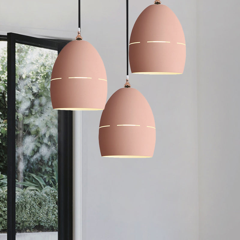 Metal Oval Shape Suspension Light 1 Light Macaron Loft Hanging Light for Dining Room