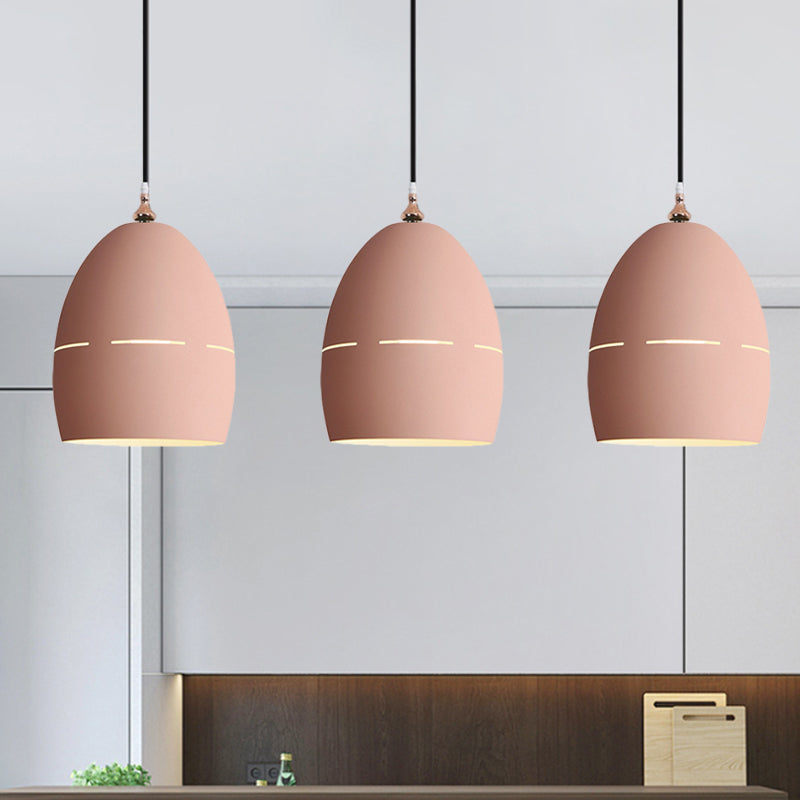 Metal Oval Shape Suspension Light 1 Light Macaron Loft Hanging Light for Dining Room