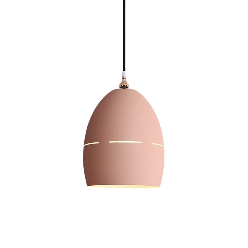 Metal Oval Shape Suspension Light 1 Light Macaron Loft Hanging Light for Dining Room