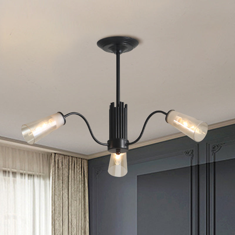 Gla -sich verjüngter Schattenhänge anhängender helles Wohnzimmer 3/6/8 Lichter moderne Metallzweige Kronleuchter Licht in Schwarz