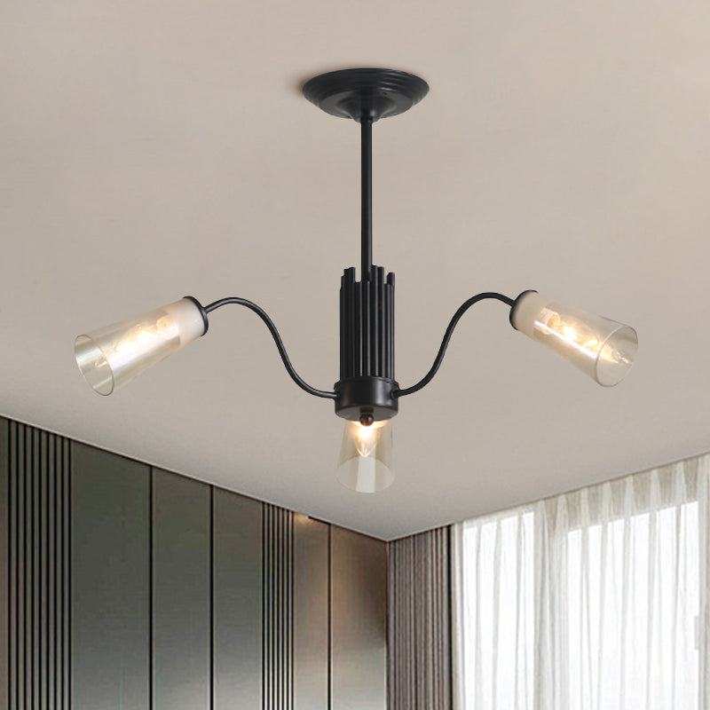 Gla -sich verjüngter Schattenhänge anhängender helles Wohnzimmer 3/6/8 Lichter moderne Metallzweige Kronleuchter Licht in Schwarz