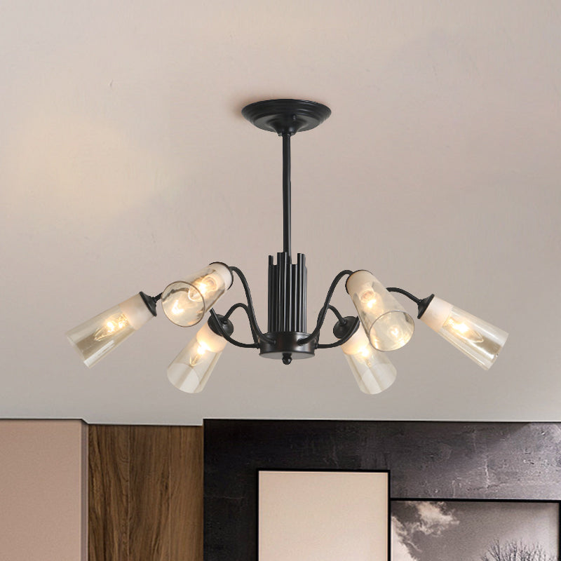 Gla -sich verjüngter Schattenhänge anhängender helles Wohnzimmer 3/6/8 Lichter moderne Metallzweige Kronleuchter Licht in Schwarz