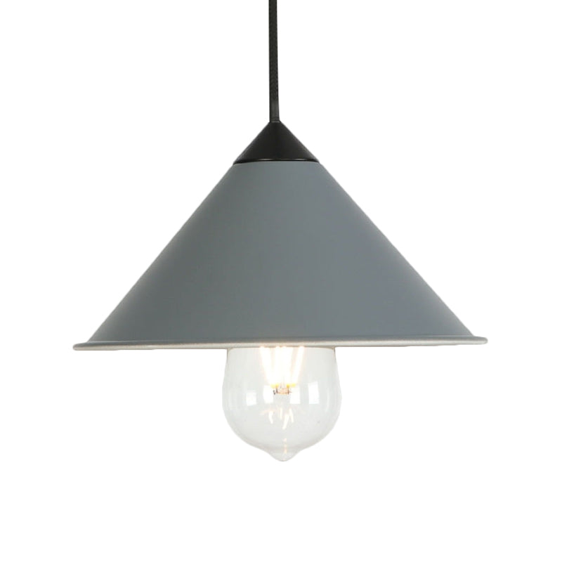 Contemporary Style Cone Ceiling Lamp 1 Bulb Metal Suspended Light in Black/Grey/Pink for Kitchen