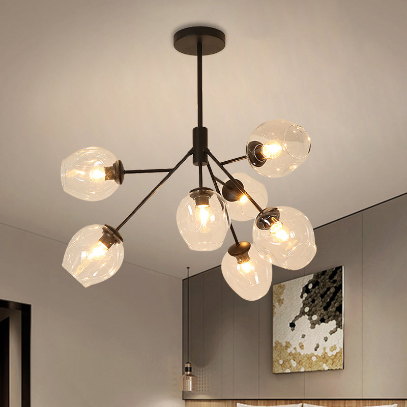 Clear Glass Branching Chandelier 7/9/13 Heads Modern Simple Ceiling Pendant Light in Gold Finish