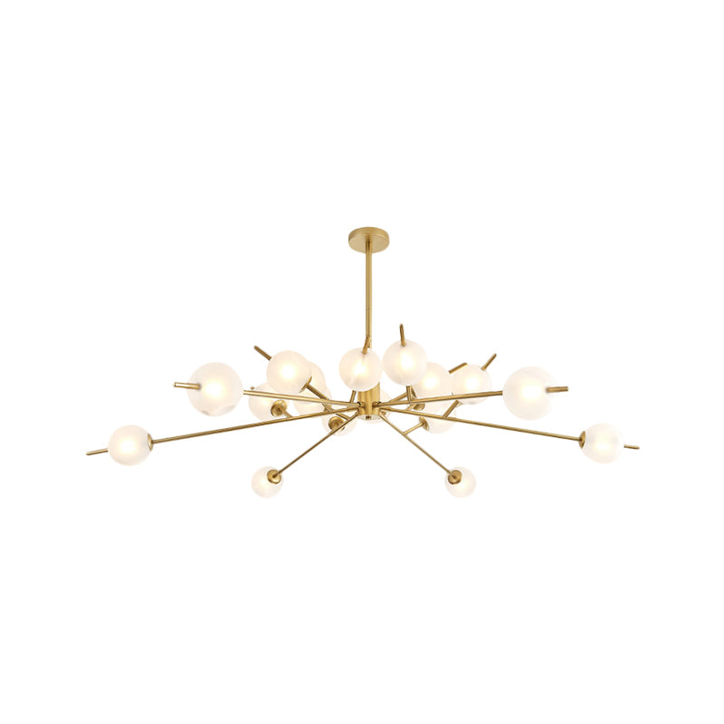 Post Modern Black/Gold Branch Chandelier with Bubble Shade 18 Lights Frosted Glass Hanging Lamp