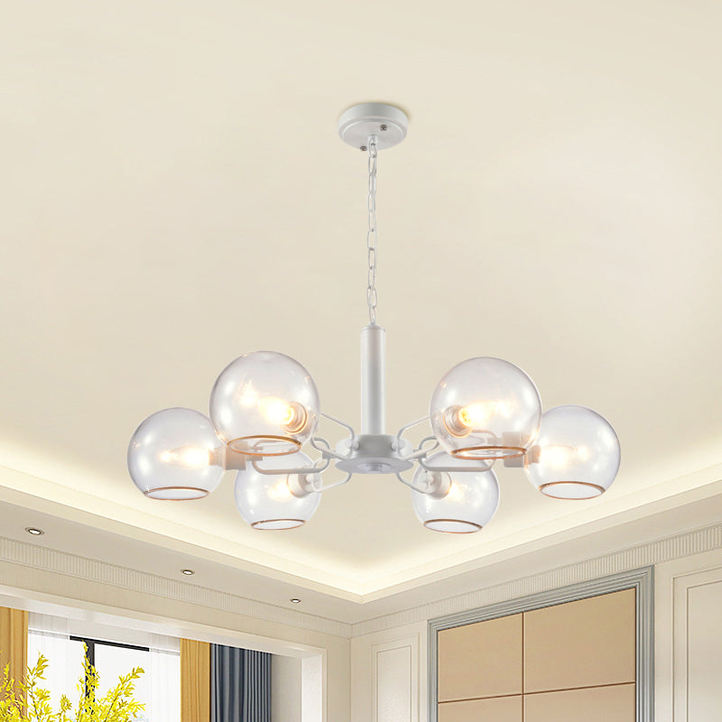 Post Modern Globe Shade Chandelier 3/6 Light Ceiling Pendant in Black/Gold/White for Living Room