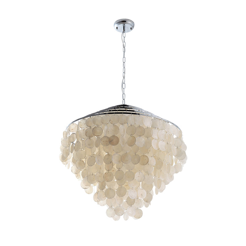 Waterfall Chandelier Light Fixture Modernism Shell 4 Lights Hanging Ceiling Light in White