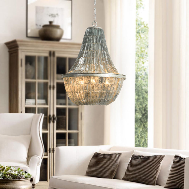 Teardrop Chandelier Light Fixture Modernism Shell 3 Lights Pendant Light Fixture in Silver