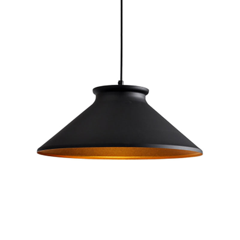 Black/White Tapered Hanging Lighting Single Light Modern Metal Ceiling Pendant for Dining Room