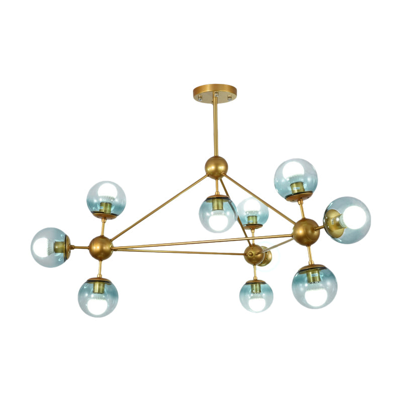 Modo Living Room Pendant Lamp Metal & Glass Multi-Head Contemporary Chandelier in Blue